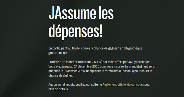 Concours JA Hypothèques - JAssume les dépenses