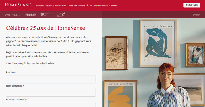 Concours HomeSense - Renouveau Déco pour le 25e anniversaire