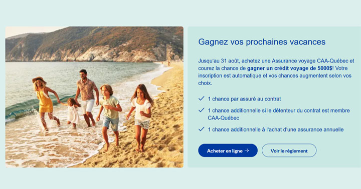 Concours CAA - Gagnez vos prochaines vacances